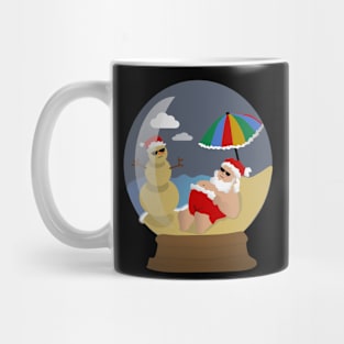 Beach Santa Snow Globe Mug